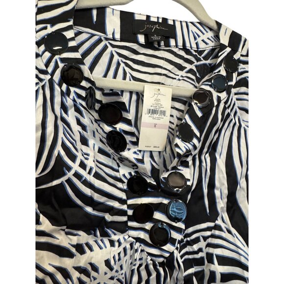 Josephine Indigo Girl Womens Top Size 6 Black/White Leaf Print 3/4 Sleeves Cotto - Picture 2 of 6